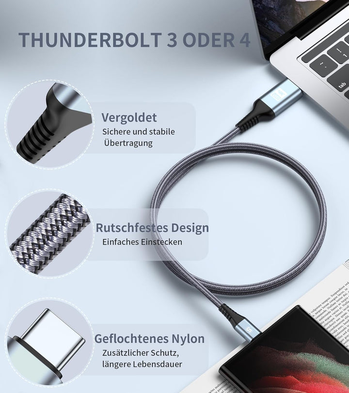 sweguard USB C auf HDMI Kabel 4K 4M,USB Typ C auf HDMI UHD Kabel Geflochten Thunderbolt 3/4 Adapter