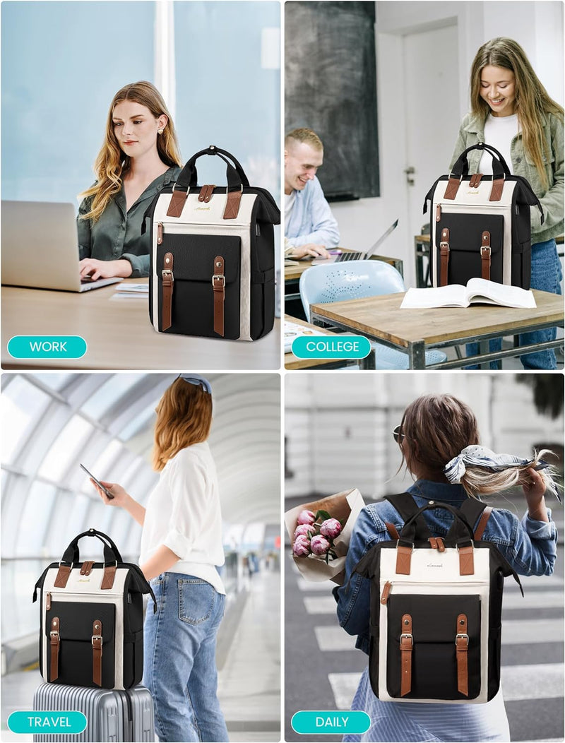 LOVEVOOK Rucksack Damen Gross, 17 Zoll Laptoptasche Schulrucksack Mädchen Teenager Reiserucksack Arb