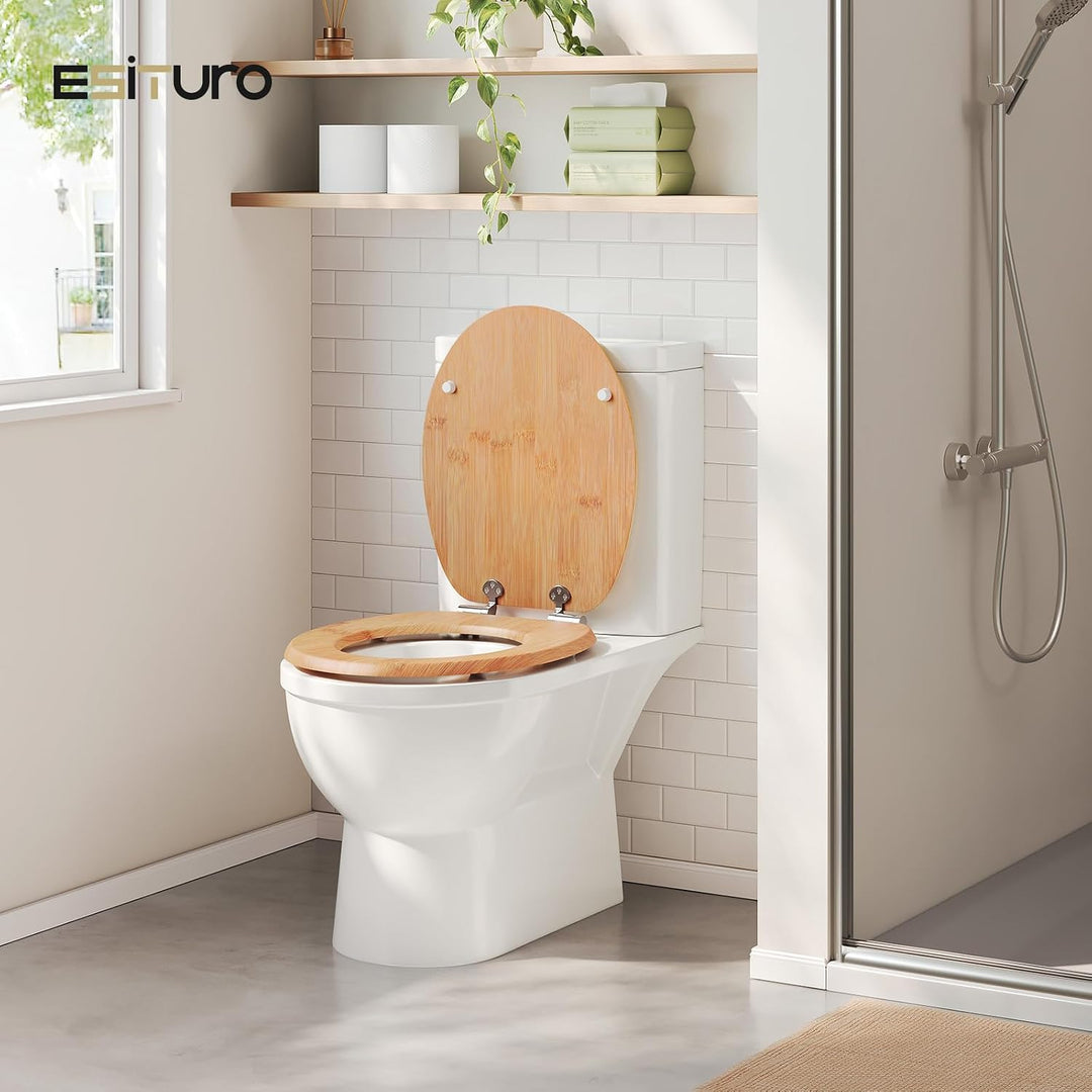 eSituro WC Sitz mit Absenkautomatik,Antibakterieller Stabile Toilettendeckel für Badinstallationen,M
