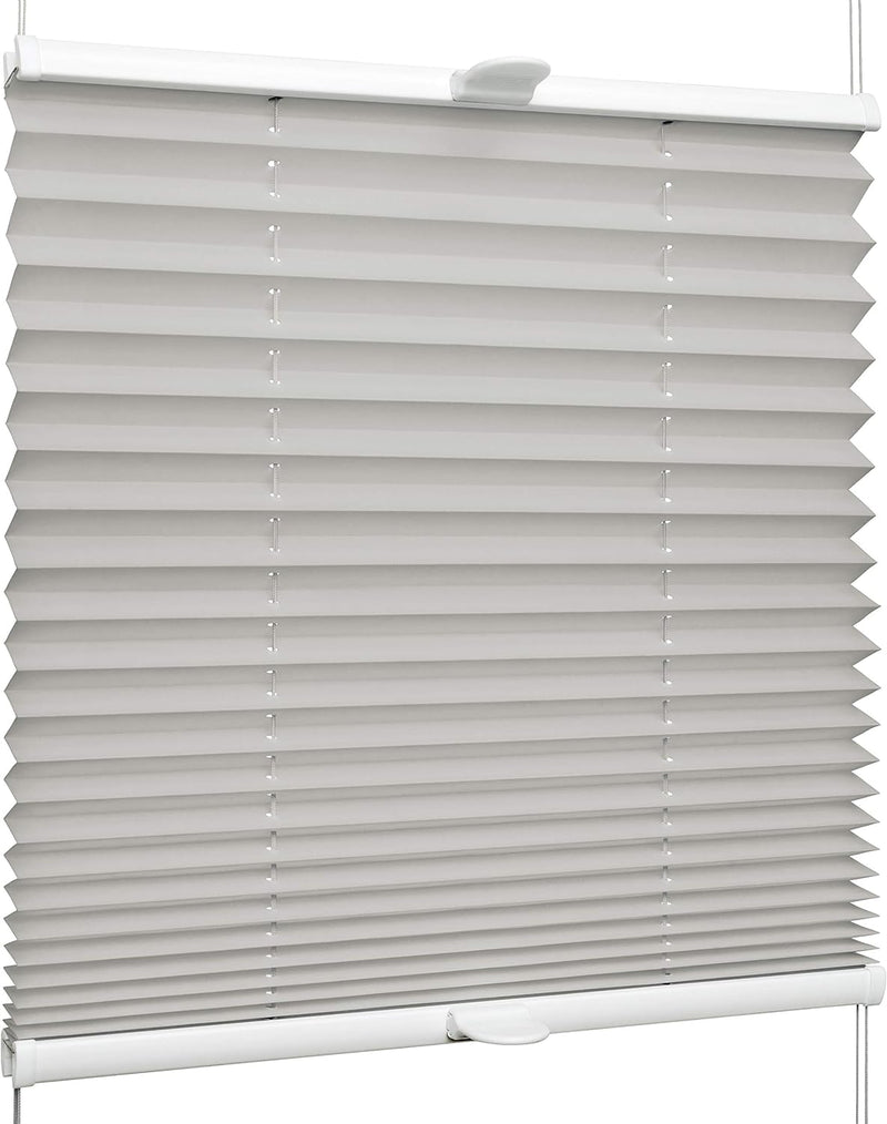 SchattenFreude Klemmfix-Plissee für Fenster | Mit Klemm-Haltern | Ohne Bohren | Grau, Breite: 150cm