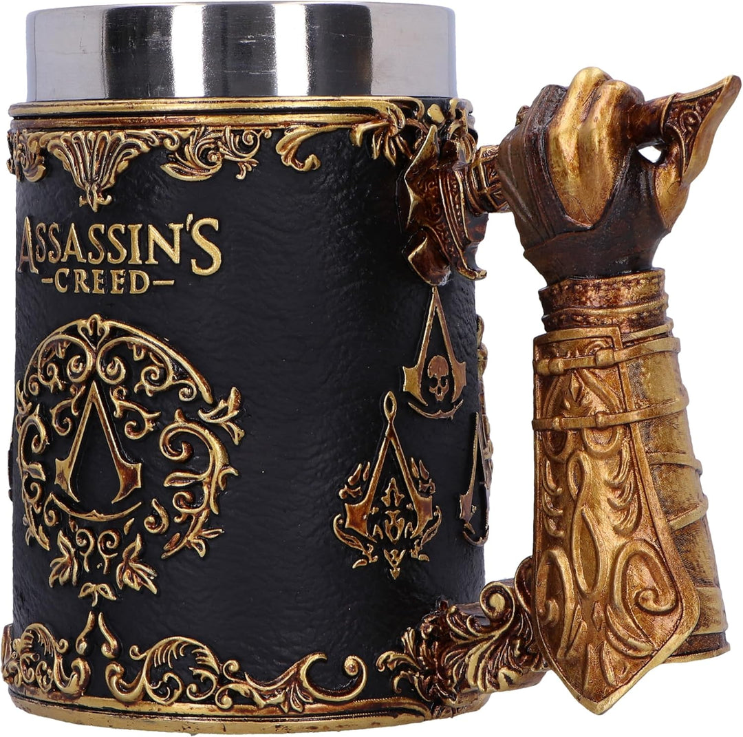 Nemesis Now Assassin's Creed Through The Ages Bierkrug, 15,5 cm, Harz, Schwarz/Gold, offizielles Ass