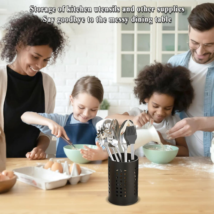 Evanda Küchenutensilienhalter für Arbeitsplatte 2er, Edelstahl Schwarze Utensilien Caddy, Bauernhaus