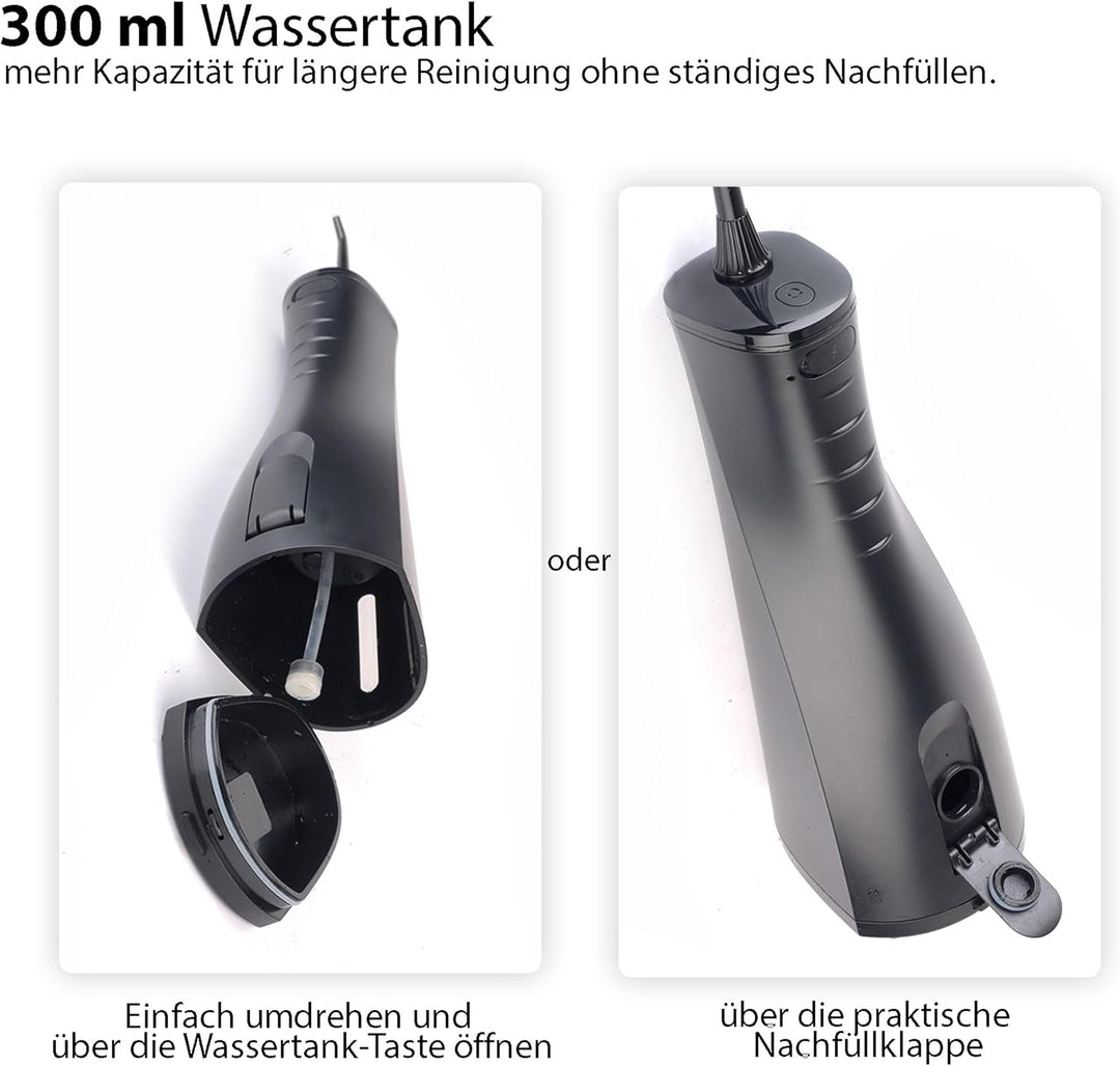 Tristan Auron Munddusche – 6 Ersatzdüsen und Reisetasche, 5 Modi, 8 Druckstufen inkl. Shoot Modus, 3