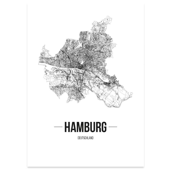 JUNIWORDS Stadtposter, Hamburg, Wähle eine Grösse, 40 x 60 cm, Poster, Schrift B, Weiss 40 x 60 cm S