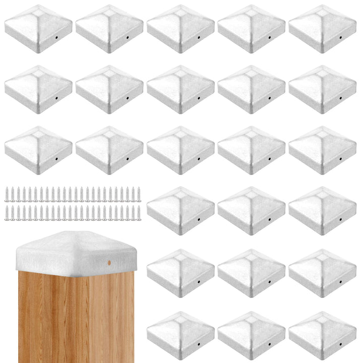 24 Stück Pfostenkappe 7x7 cm, Edelstahl Pfostenkappen, Zaunpfosten Kappen, Pfostenkappe Quadratisch,
