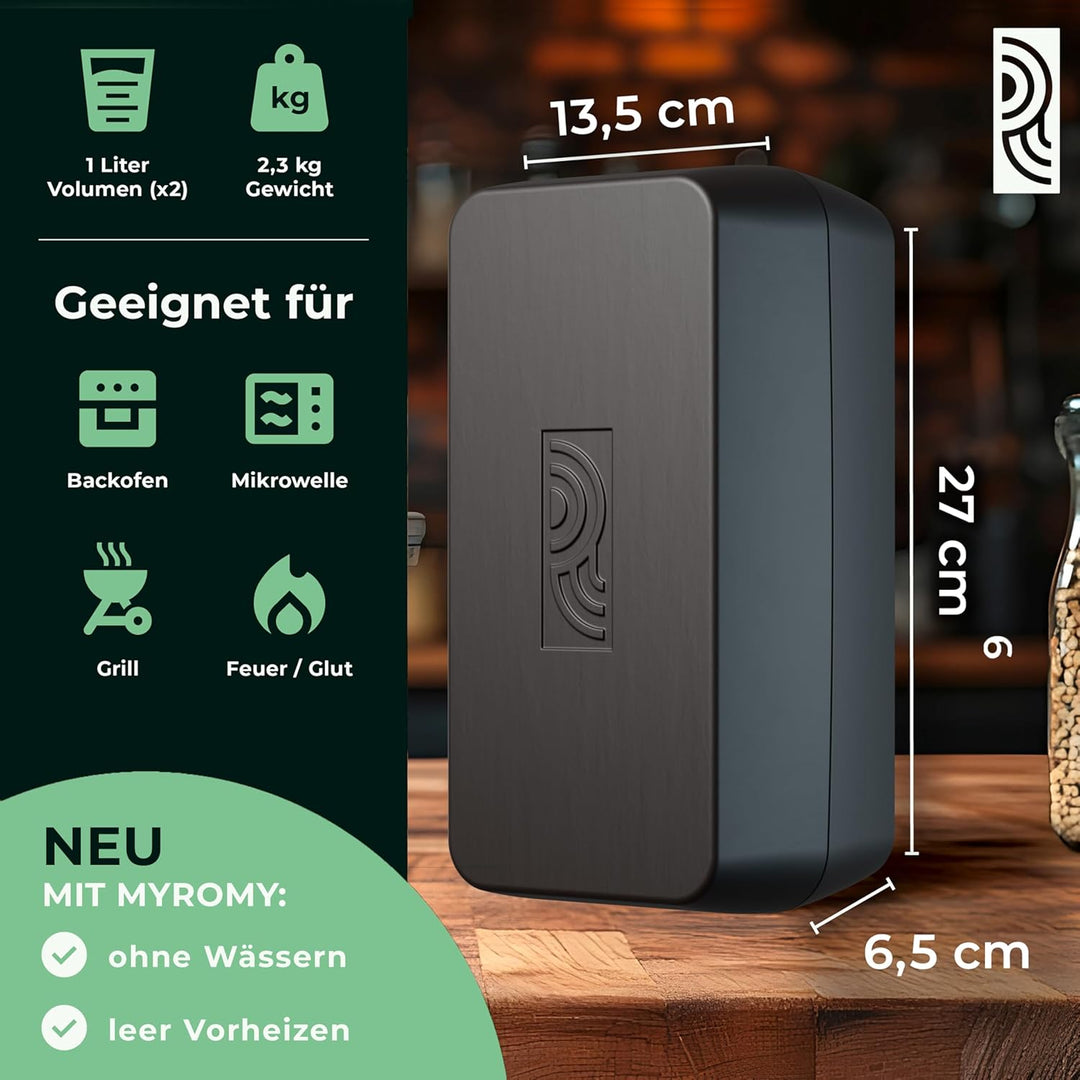 myromy® Brick BBQ Bräter aus Keramik – Grillstein & Grillplatte, Backform, Auflaufform mit Aroma-Nop