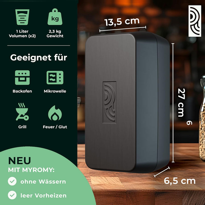 myromy® Brick BBQ Bräter aus Keramik – Grillstein & Grillplatte, Backform, Auflaufform mit Aroma-Nop