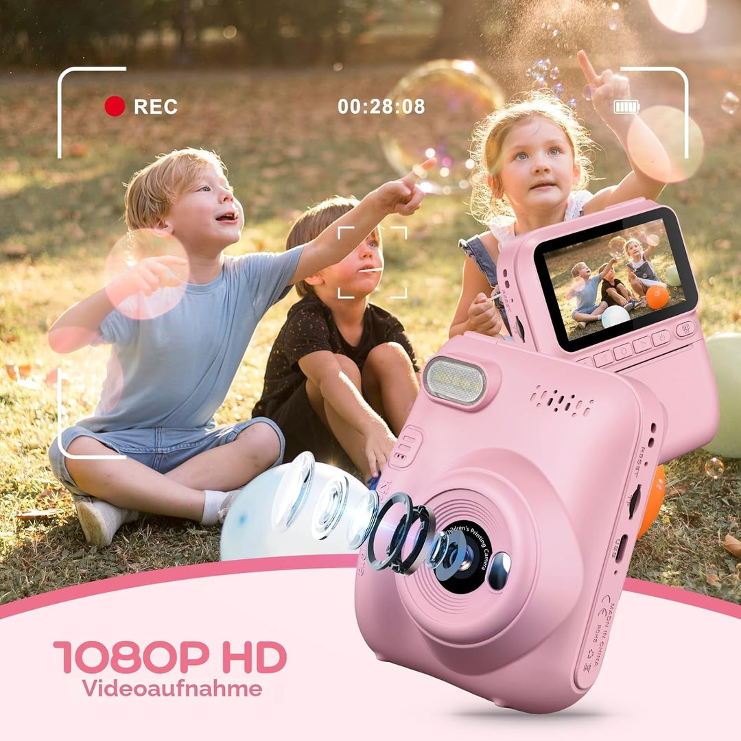 GREENKINDER Sofortbildkamera Kinder,14MP 3.0 Zoll Bildschirm Kinderkamera Sofortbildkamera mit 32G K