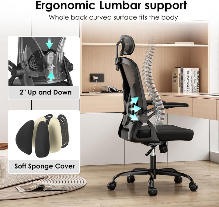 Farini Höhenverstellbar Ergonomischer Stuhl Schreibtisch Stuhl Bürostuhl Bequem mit Kopfstütze, Home