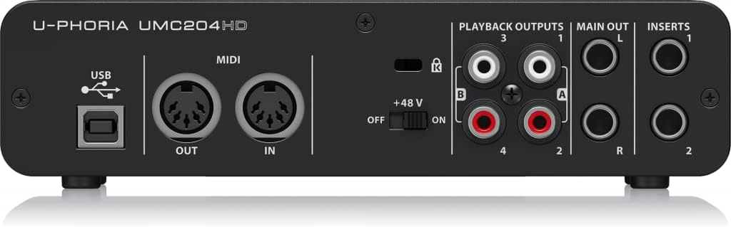 Behringer UMC204HD Audiophiles 2x4, 24-Bit/192 kHz USB-Audio/MIDI-Interface mit Midas-Mikrofonvorver