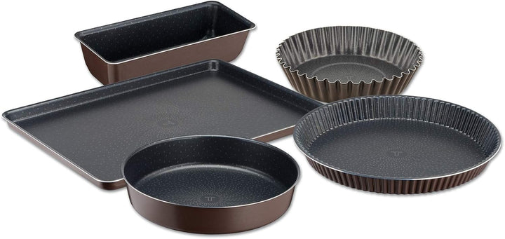 Tefal Perfectbake Set 5 Kuchenformen, 30 cm, 24 cm, 28 cm, 4 Quadrate 26 cm, Backblech, 38 x 28 cm,