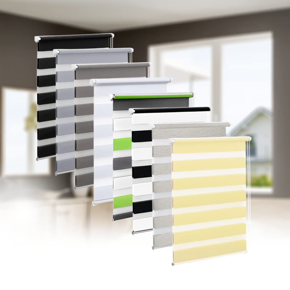Doppelrollo Klemmfix ohne Bohren, Duo Rollo,Transparentes und undurchsichtiges Sichtschutz Rollo mit