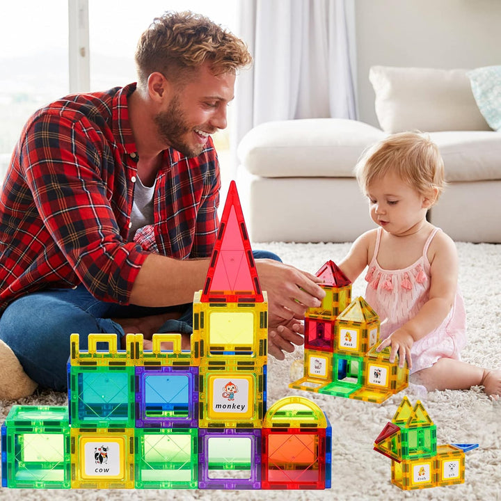 Magblock 46 Teile Magnetische Bausteine für Kinder,Magnetbausteine Lernspielzeug,Magnet Spielzeug fü