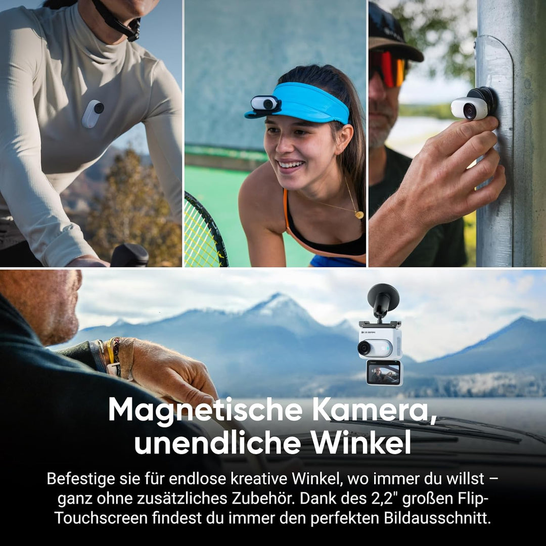 Insta360 GO 3S Fahrrad-MultiView-Bundle 128 GB Weiss - Tragbare 4K Mini-Kamera, Freihand-POVs, Übera