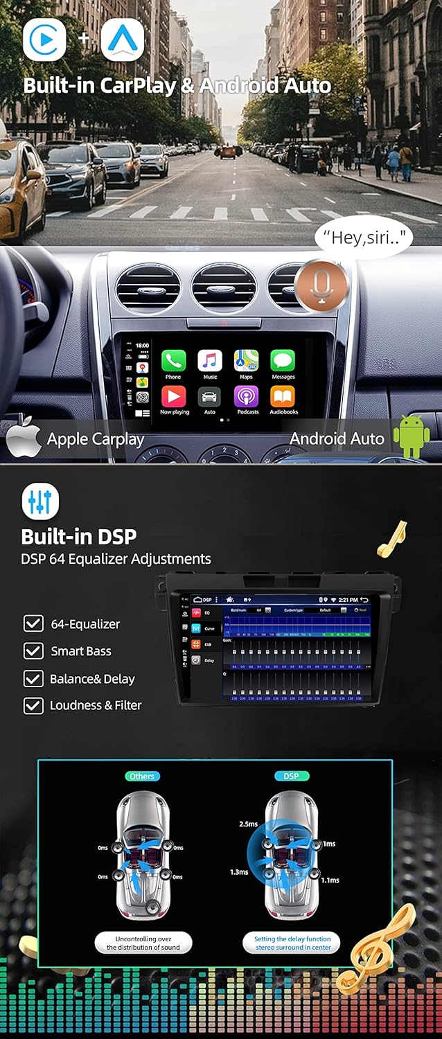 JOYX Android 13 IPS Autoradio Passt für Mazda CX-7 (2008-2015) - 4G+64G - Eingebaut DSP/Carplay/Andr