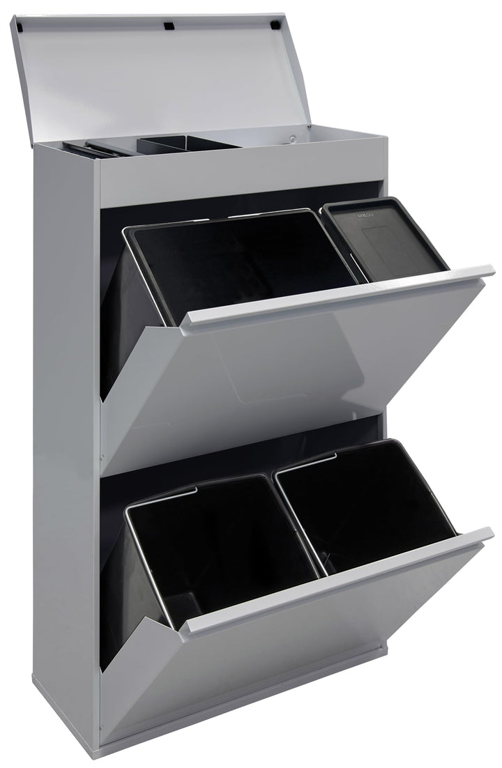 ARREGUI Top CR622-B2 Mülltrennsystem aus Stahl mit Aufbewahrungsbox mit Deckel | 4 Fächer Mülleimer