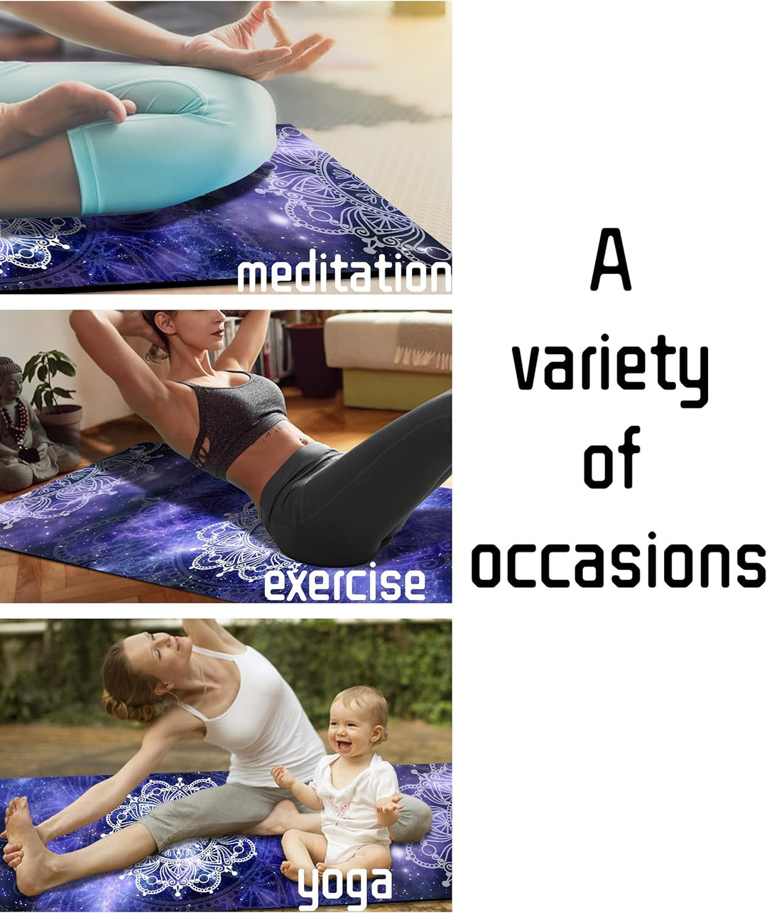 LaiEr Yogamatte, rutschfeste, umweltfreundliche Trainingsmatte mit Tragegurt, dicke Übungs- und Trai