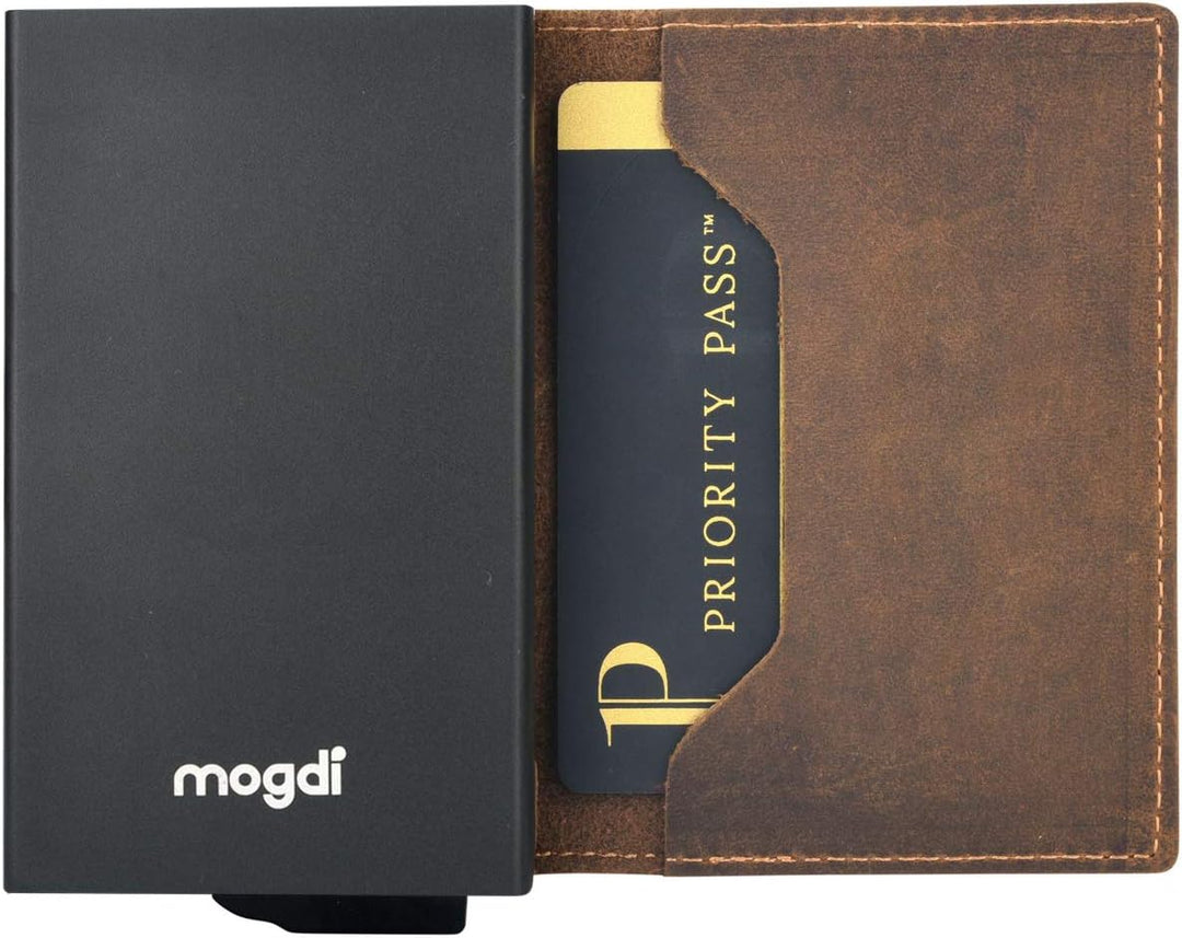 Premium Herren Portmonee RFID Schutz Kartenetui Business Geldbörse feinstes A++ Echtleder mogdi Nano