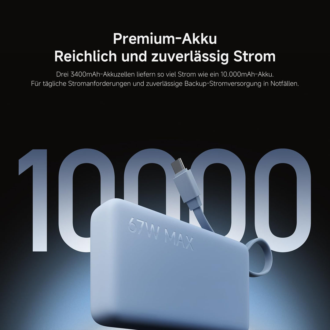 Xiaomi 67W Power Bank 10.000mAh mit USB-C Kabel, Tragbares Ladegerät, Tan | 67W Schnellladen, 10000m