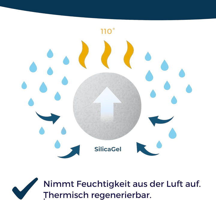 Silica Gel Entfeuchter - 2 kg mit Farbindikator Orange-Grün, 3–5 mm Kugeln, wiederverwendbar, Trocke