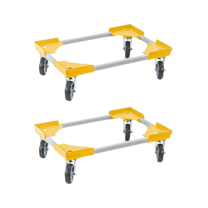 PROREGAL Sparset 2X Profi-Flex Transportroller für Euroboxen 60x40cm mit Kunststoffräder gelb | mont