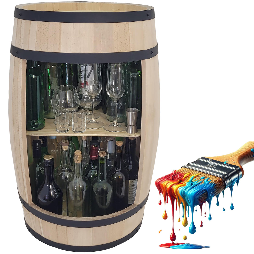 Kommode Vintage - Industriestil Fassbar 82cm- Whisky Bar 80cm - Holzfass - Sideboard Vintage- Wein T