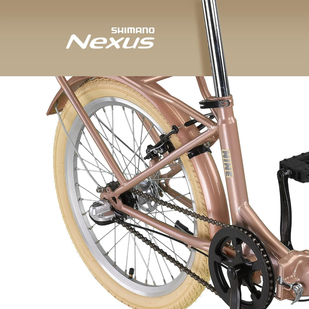 PACTO Nine - Hollandrad Komfortables Klappfahrrad 27cm Stahlrahmen Bike 20 Zoll Bicycle Shimano Nexu