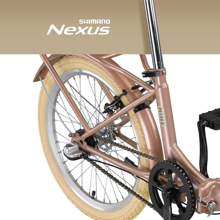 PACTO Nine - Hollandrad Komfortables Klappfahrrad 27cm Stahlrahmen Bike 20 Zoll Bicycle Shimano Nexu