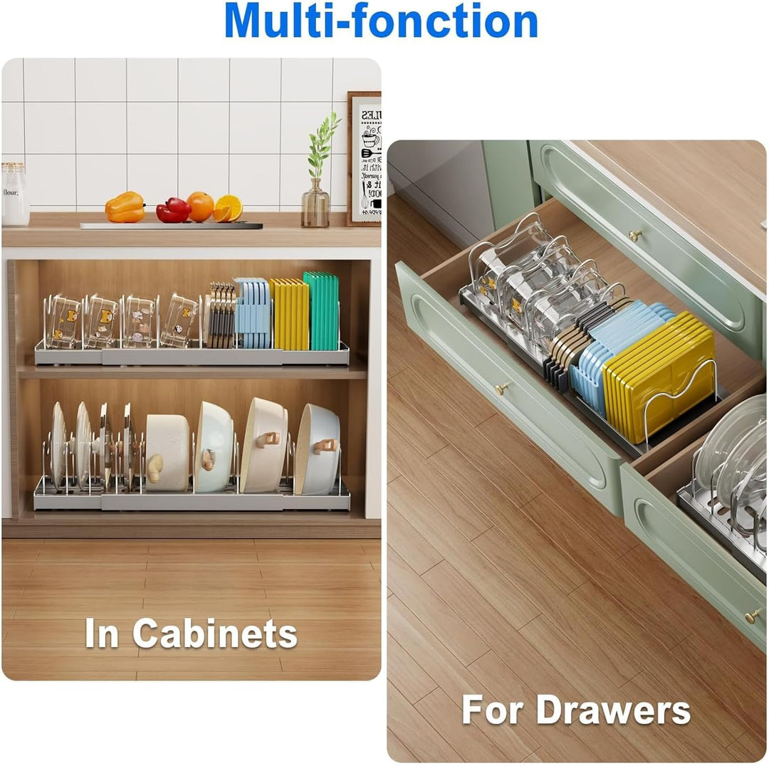 Mustorn Expandable Töpfe und Pfannen Organizer unter Schrank 1 Pack(Grau) (32-57T)*20B*15H Grau-1 Pc