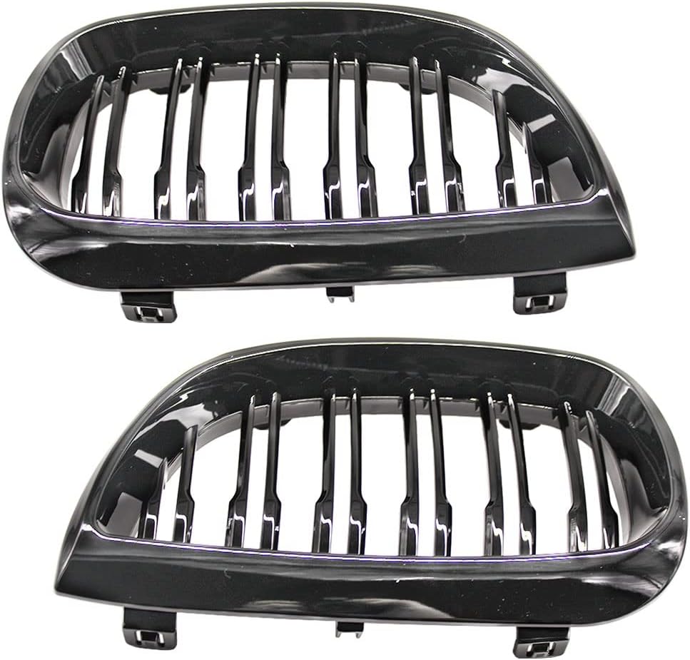 HZTWFC Kühlergrill vorne Niere Sportgitter Ersatz glänzend schwarz Doppellamellen für BMW E87 1er 20