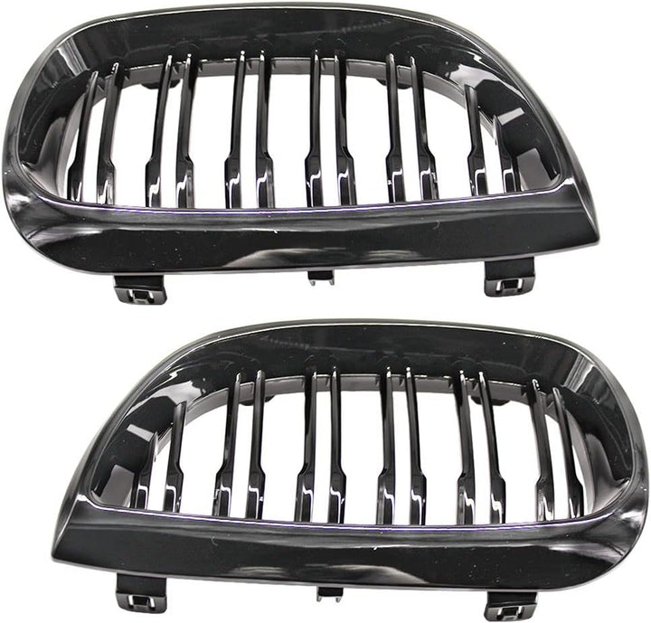 HZTWFC Kühlergrill vorne Niere Sportgitter Ersatz glänzend schwarz Doppellamellen für BMW E87 1er 20