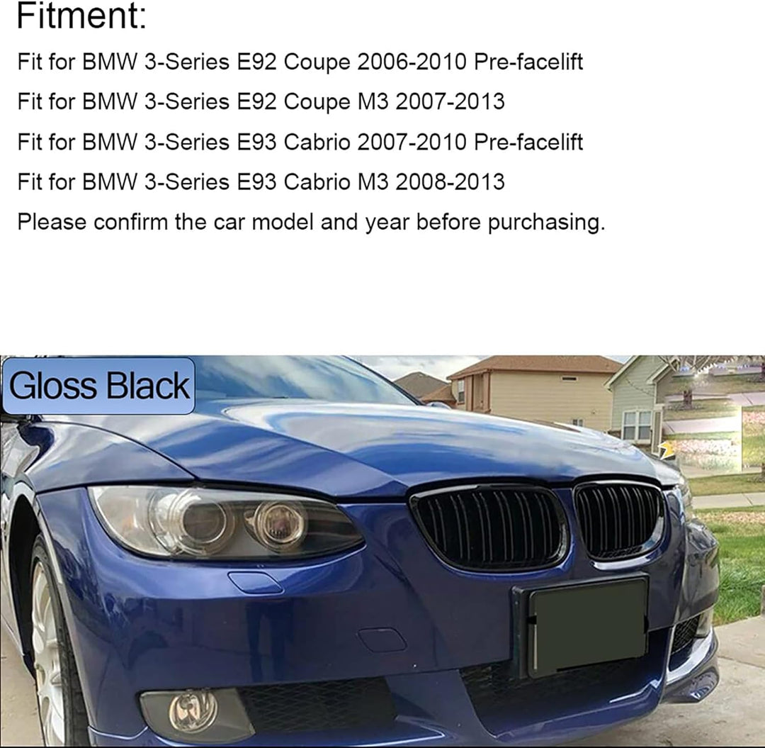 YIUBCZOQI E92 E93 Kühlergrill für BMW 3er E92 E93 nieren schwarz Facelift Nieren Coupe E92 E93 M3 Do
