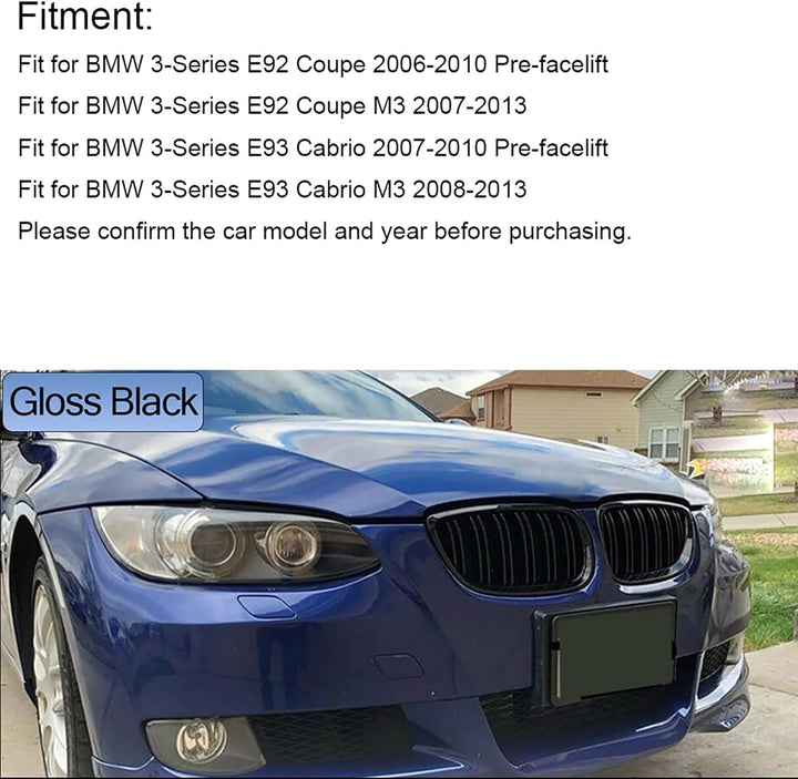 YIUBCZOQI E92 E93 Kühlergrill für BMW 3er E92 E93 nieren schwarz Facelift Nieren Coupe E92 E93 M3 Do