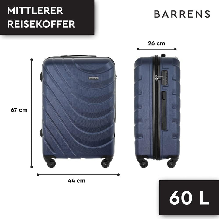 BARRENS Mittel Koffer | Aufgabegepäck | 67x46x26 cm | 63 L | Hochschlagfestes ABS-Material | Chiffri