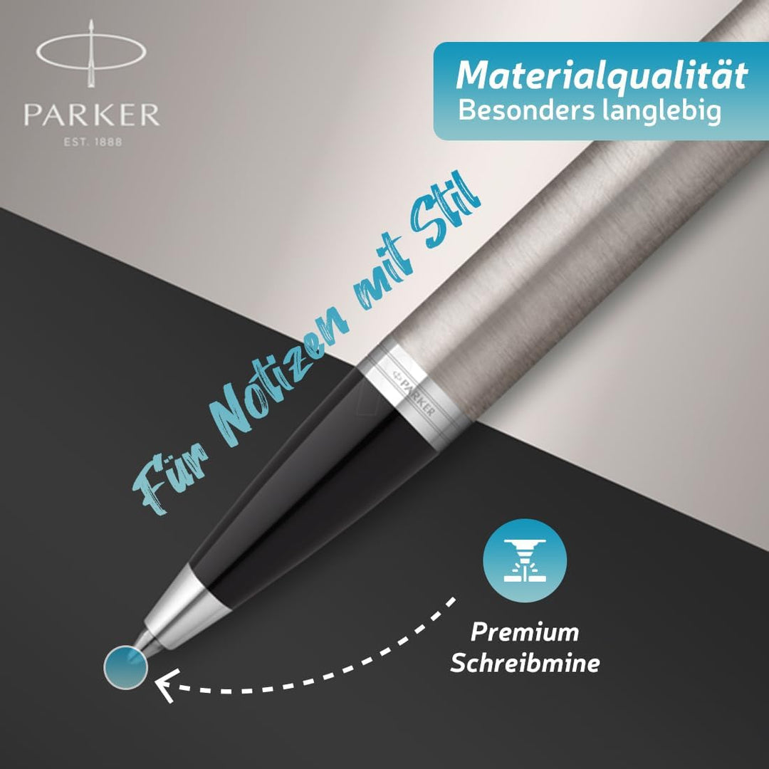 polar-effekt Parker IM Druckkugelschreiber mit Gravur - Metall-gold - Grossraummine blauschreibend -