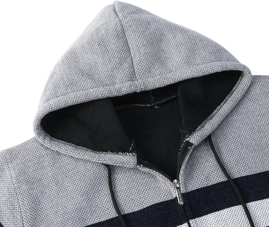 YOUTHUP Herren Strickjacke mit Kapuze Fleece Gefüttert Winter Cardigan Strick Fleecejacke Reissversc