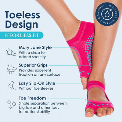 Tucketts Yoga Socken für Frauen - Rutschfeste Haftsocken ohne Zehen - Stoppersocken (Damen) – Pilate