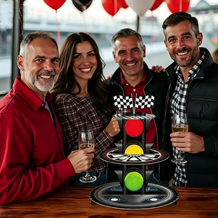 Kuchenständer im Rennwagen-Design, dreistöckiger Kuchenständer im Ampeln-Design, Rennwagen-Mottopart