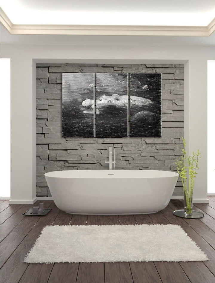 Pixxprint Meerjungfrau im Wasser liegend als Leinwandbild/Grösse: 3 Teilig (120x80) cm/Wandbild/Kuns