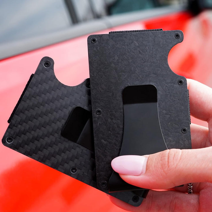 FLG | Carbon Fiber Card Holder Wallet Kartenetui mit Geldklammer, Kartenetui aus echtem Carbon mit R