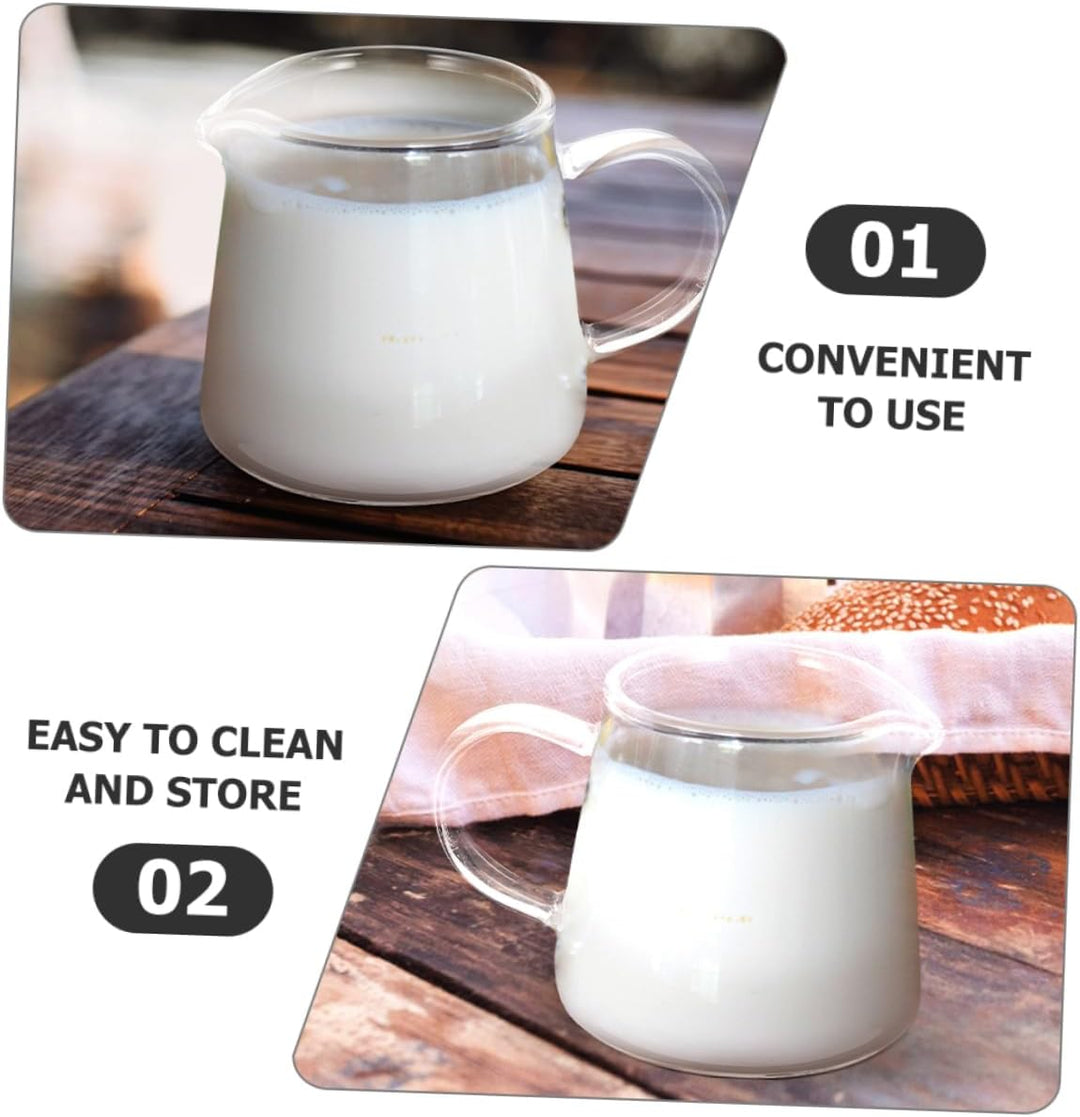 Alipis Glas Milchkännchen mit Griff 450 Ml Milchaufschäumer Kaffeekanne Transparent für Latte Art un