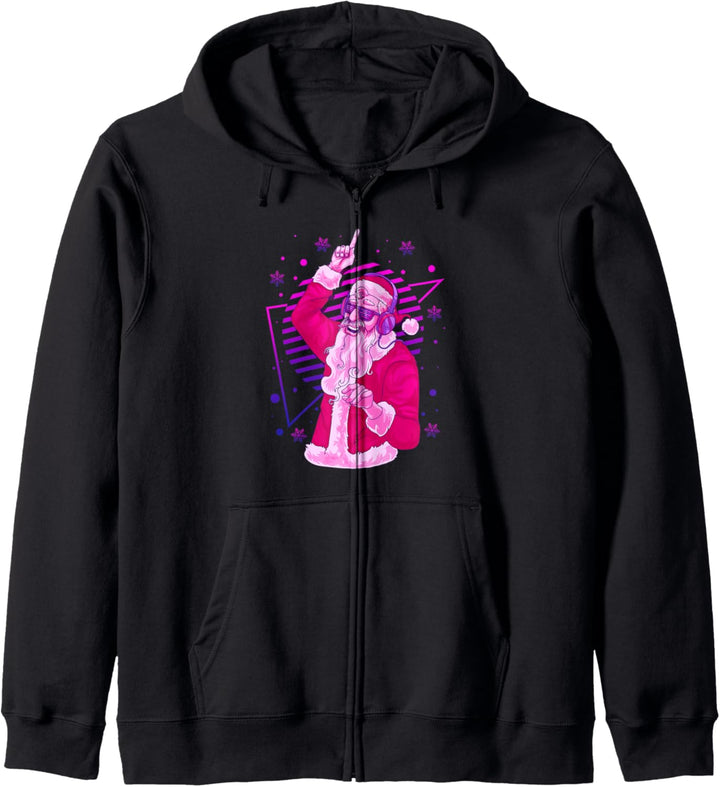 Vintage 90er Jahre Vaporwave ästhetische Weihnachtsparty Santa DJ Kapuzenjacke