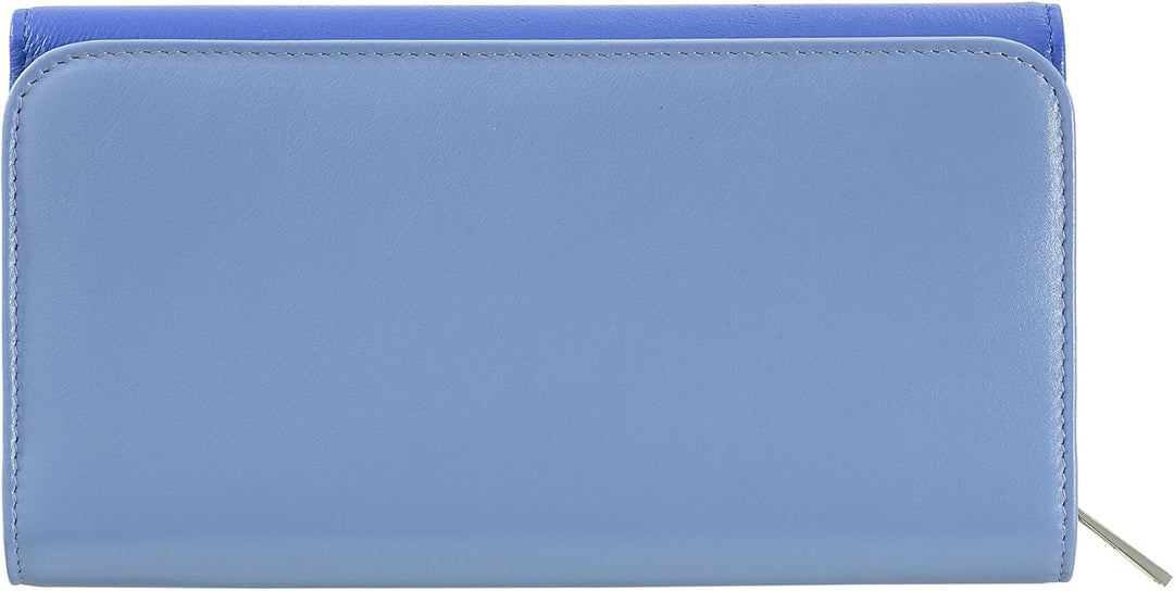 DuDu Damen Portemonnaie aus echtem Leder, RFID-geschützt, Brieftasche mit Reissverschluss, mehrere F