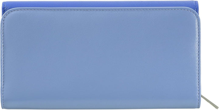 DuDu Damen Portemonnaie aus echtem Leder, RFID-geschützt, Brieftasche mit Reissverschluss, mehrere F