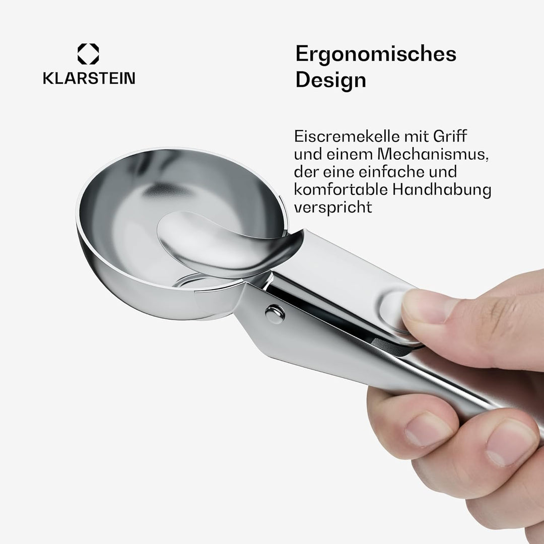 Klarstein FrostFusion Eisportionierer Edelstahl – Ergonomisch, Spülmaschinenfest, Kratzfest, Rostfre