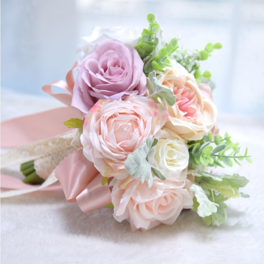 LESING Brautsträusse für Hochzeit, künstliche Rose, Pfingstrosen, handgefertigt, romantisch, Hochzei