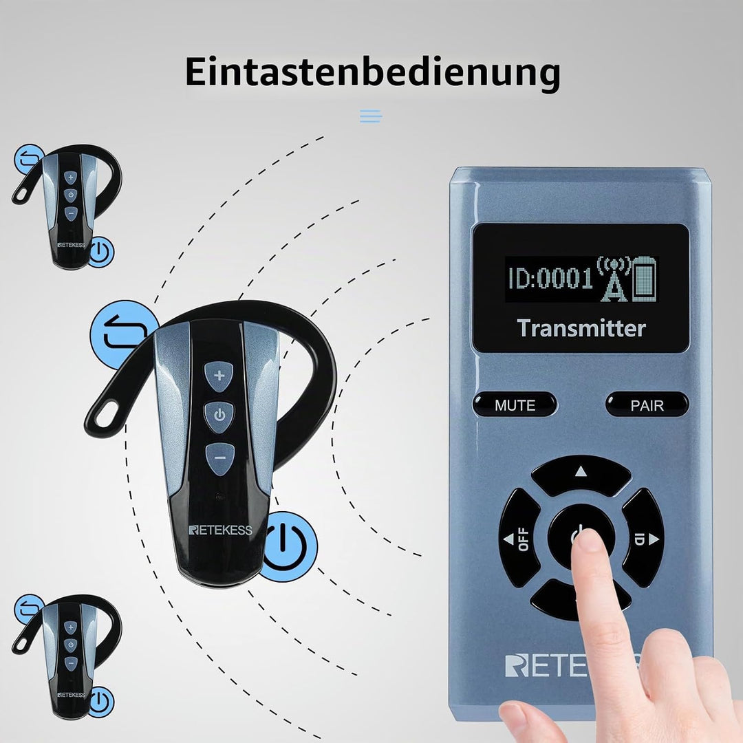 Retekess TT106S Tour Guide Headsets, Tour Guide System Ohrbügel (5) | für Konferenzen, Reisen, Ohrbü