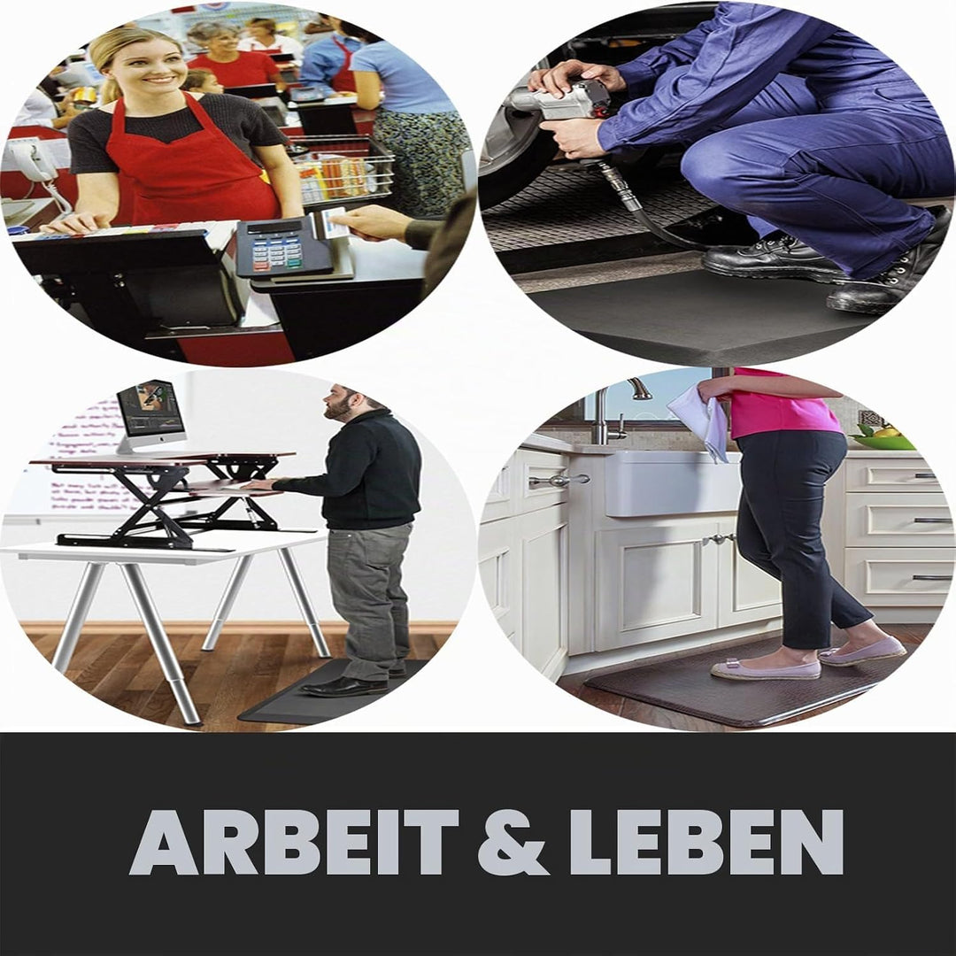 HEALEG Komfort Anti-Ermüdungsmatte perfekt für Küchen und stehend Schreibtische, schwarz, 75x50x2.5c