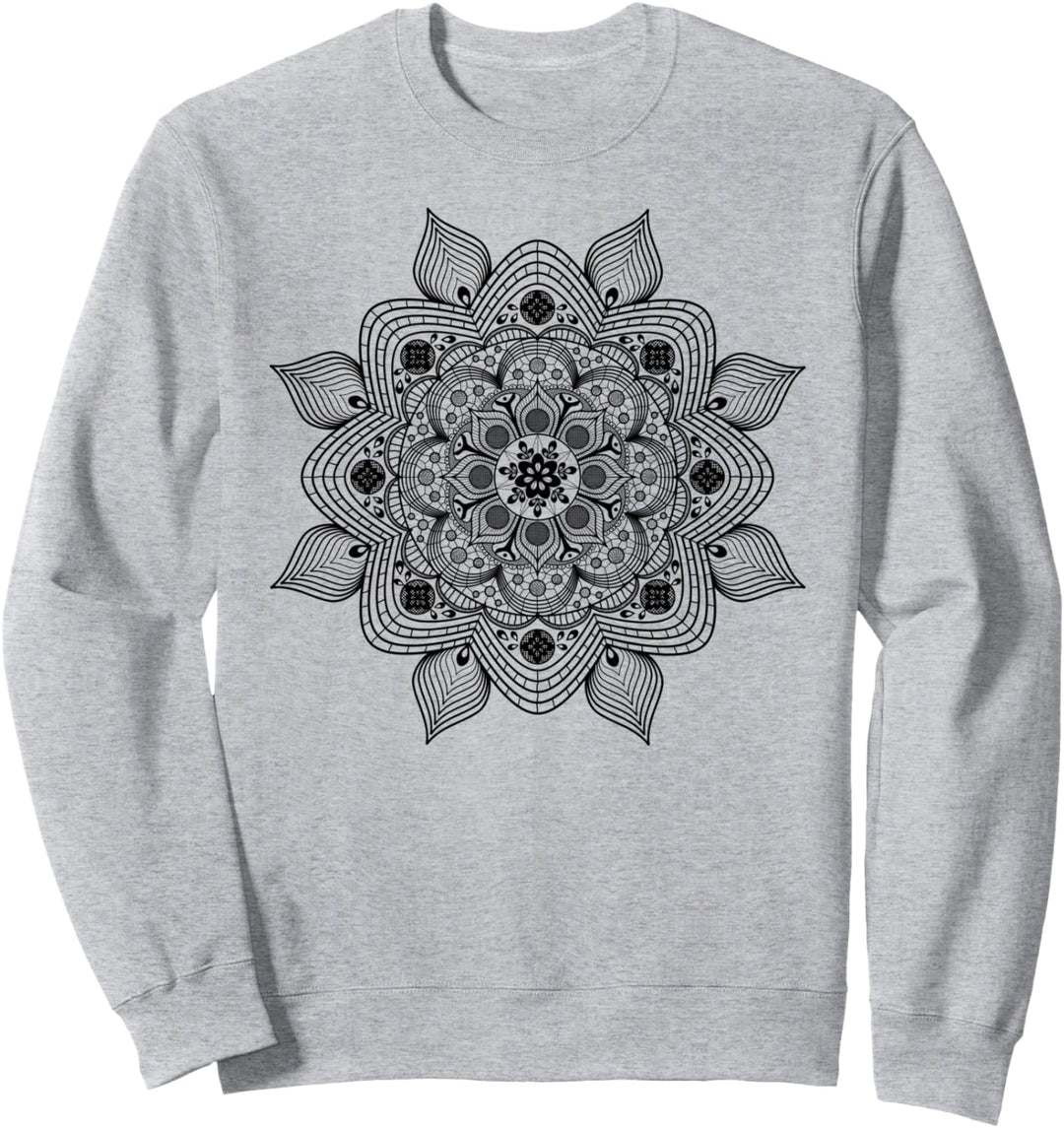 Mandala-Blume im Boho-Stil, Schwarz Sweatshirt