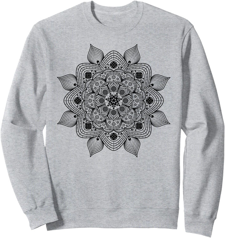 Mandala-Blume im Boho-Stil, Schwarz Sweatshirt